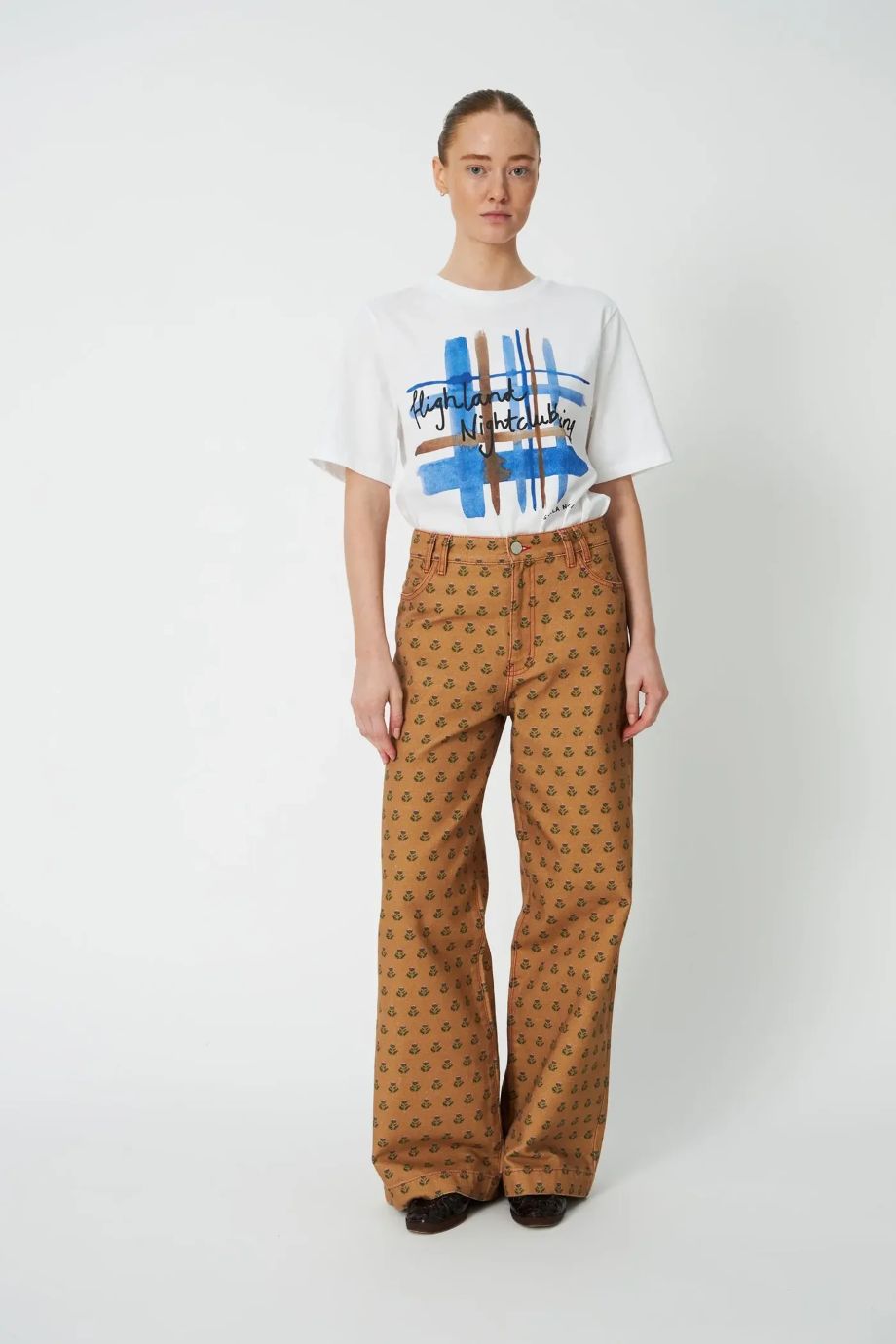 Stella Nova Printed Canvas Pants - Simple Flowers