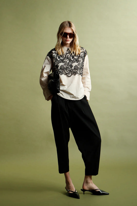 Psophia Lace Trimmed Blouse - Ivory