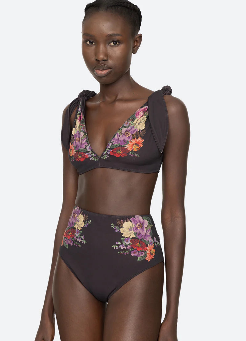 Sea-NY Viktoria Print Tie Strap Bikini Top - Multi