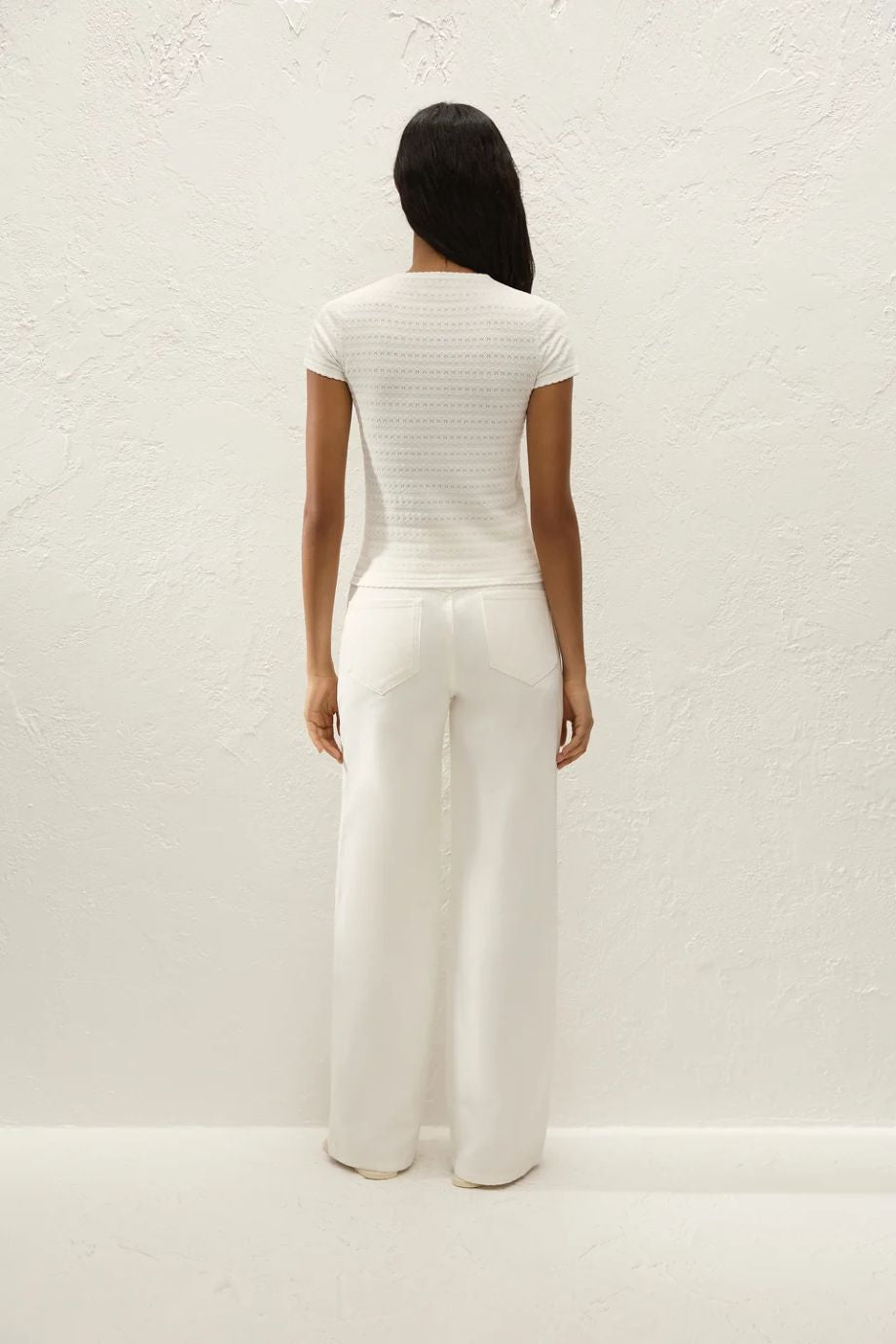 Faithfull the Brand Lisandra Giselle Pointelle T-Shirt - White
