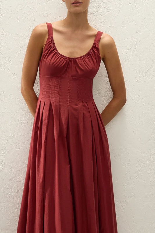 Faithfull the Brand Rosalina Midi Dress - Porto Red