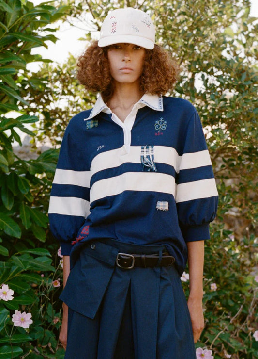 Sea-NY Claira Embroidered Rugby Shirt - Navy