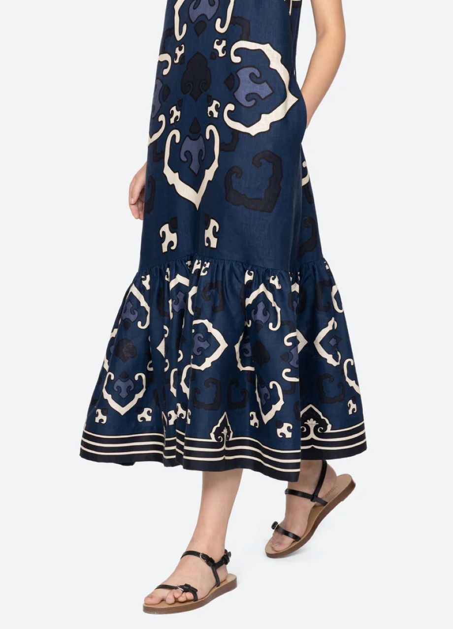 Sea-NY Blaise Spaghetti Strap Dress - Navy