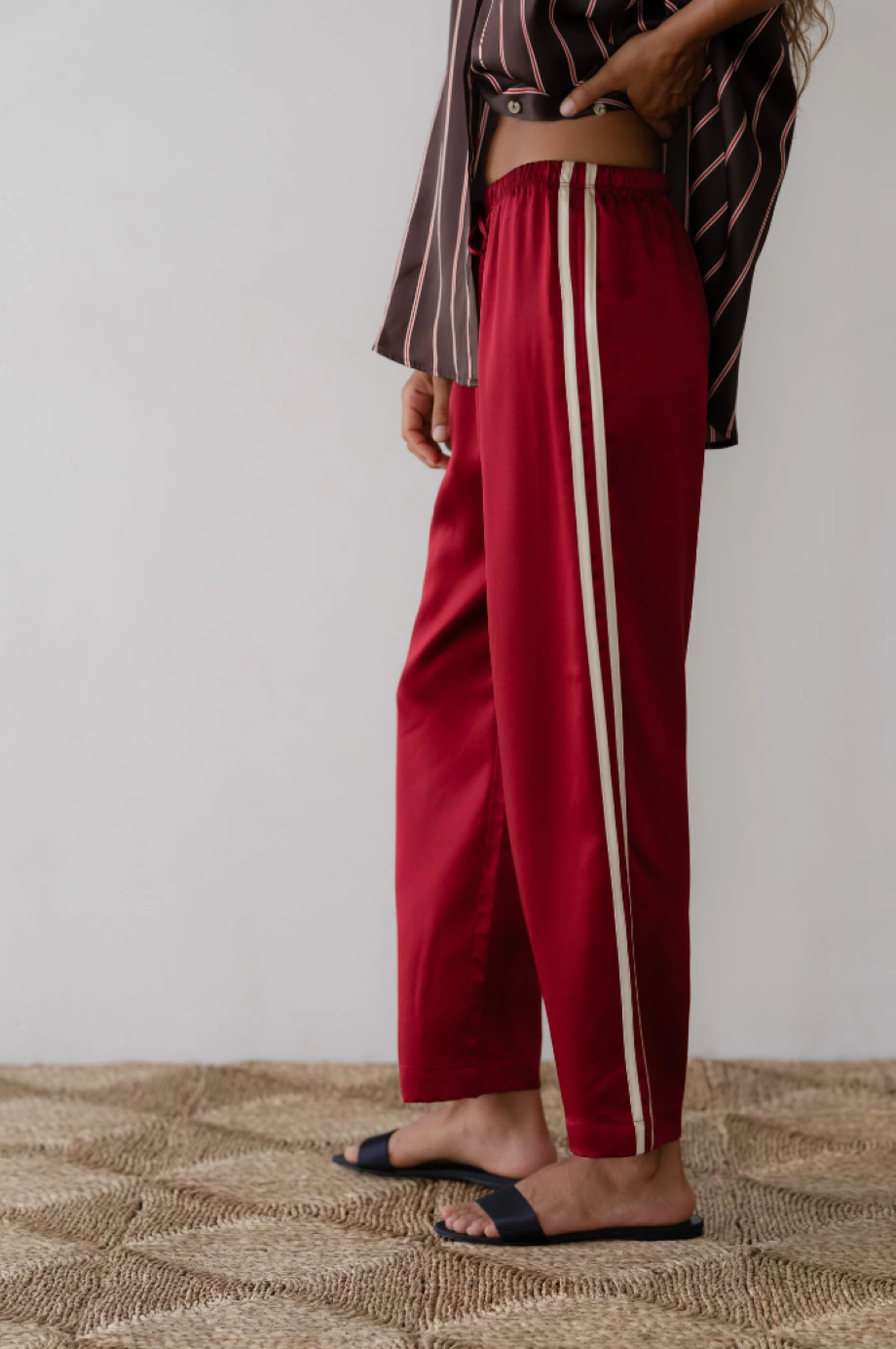 Donni Silk Stripe Crop Pant - Rouge