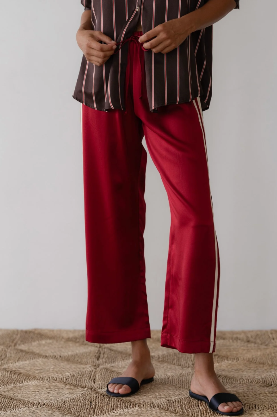 Donni Silk Stripe Crop Pant - Rouge