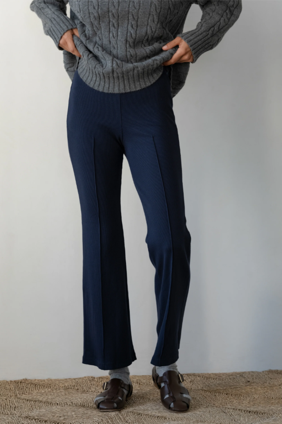DONNI. Rib Kick Flare Pant - Jet