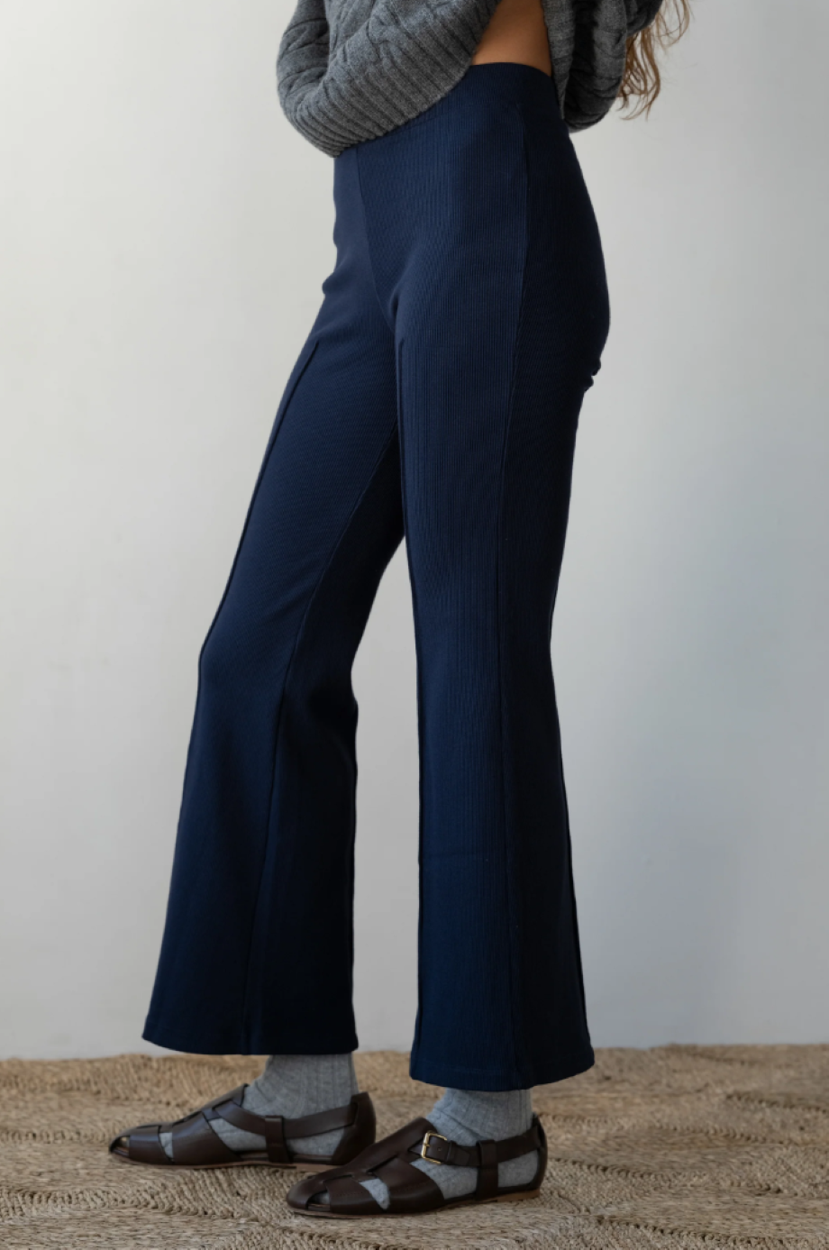 DONNI. Rib Kick Flare Pant - Jet