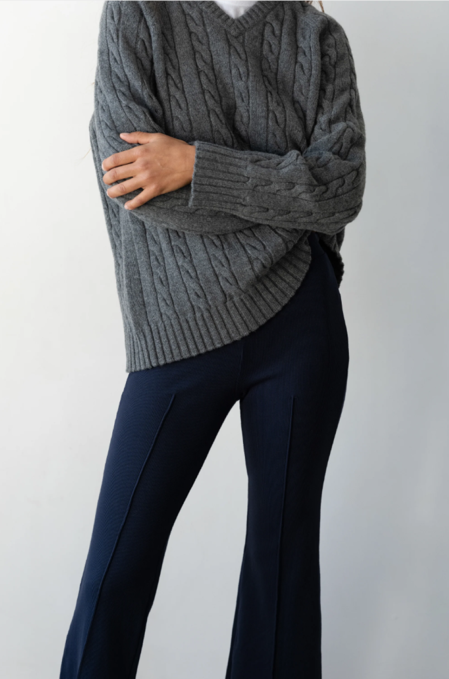 Donni Rib Kick Flare Pant - Navy