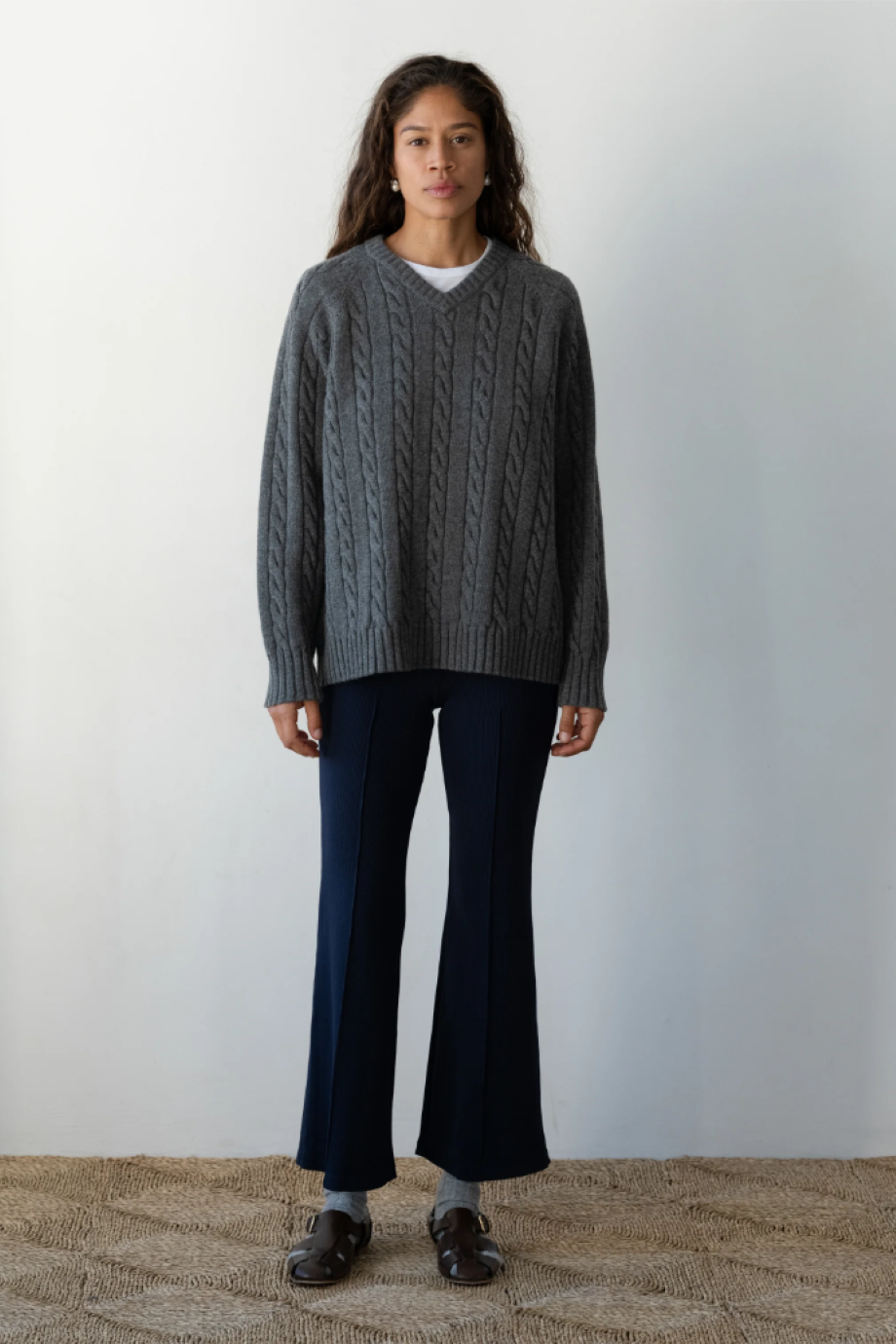 DONNI. Rib Kick Flare Pant - Jet