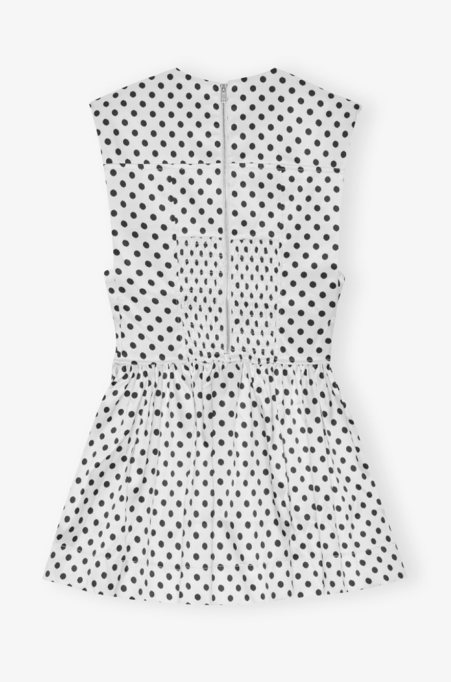 Ganni Polka-Dot Satin Mini Corset Dress - Egret