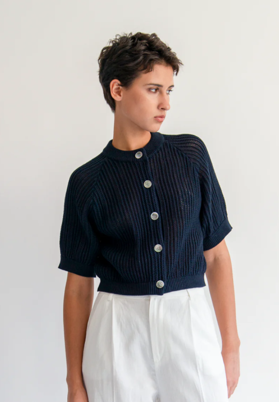 DemyLee Cadmus Organic Cotton Cardigan - Navy
