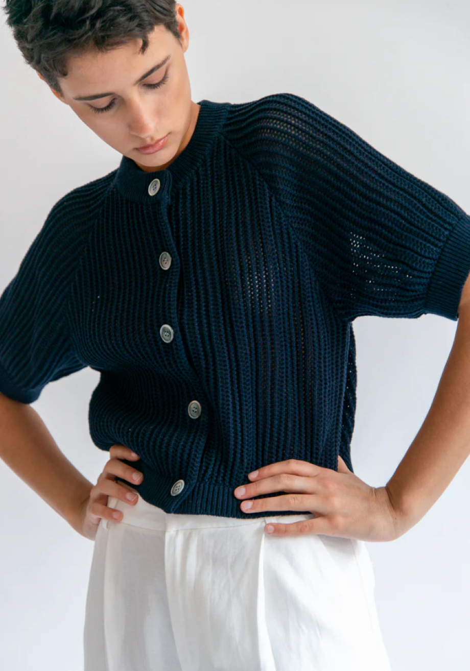 DemyLee Cadmus Organic Cotton Cardigan - Navy