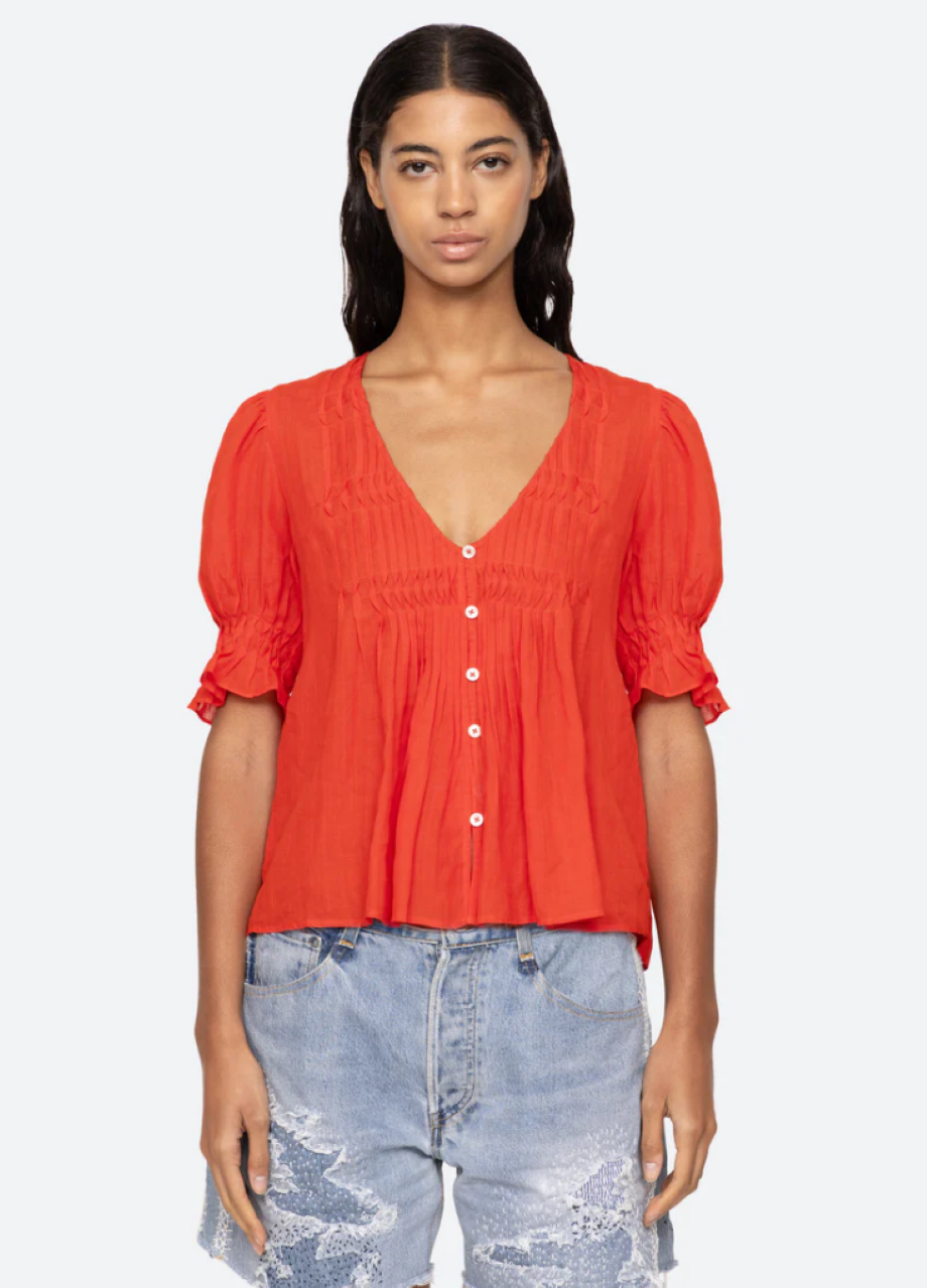Sea-NY Zora Short Sleeve Top - Chili