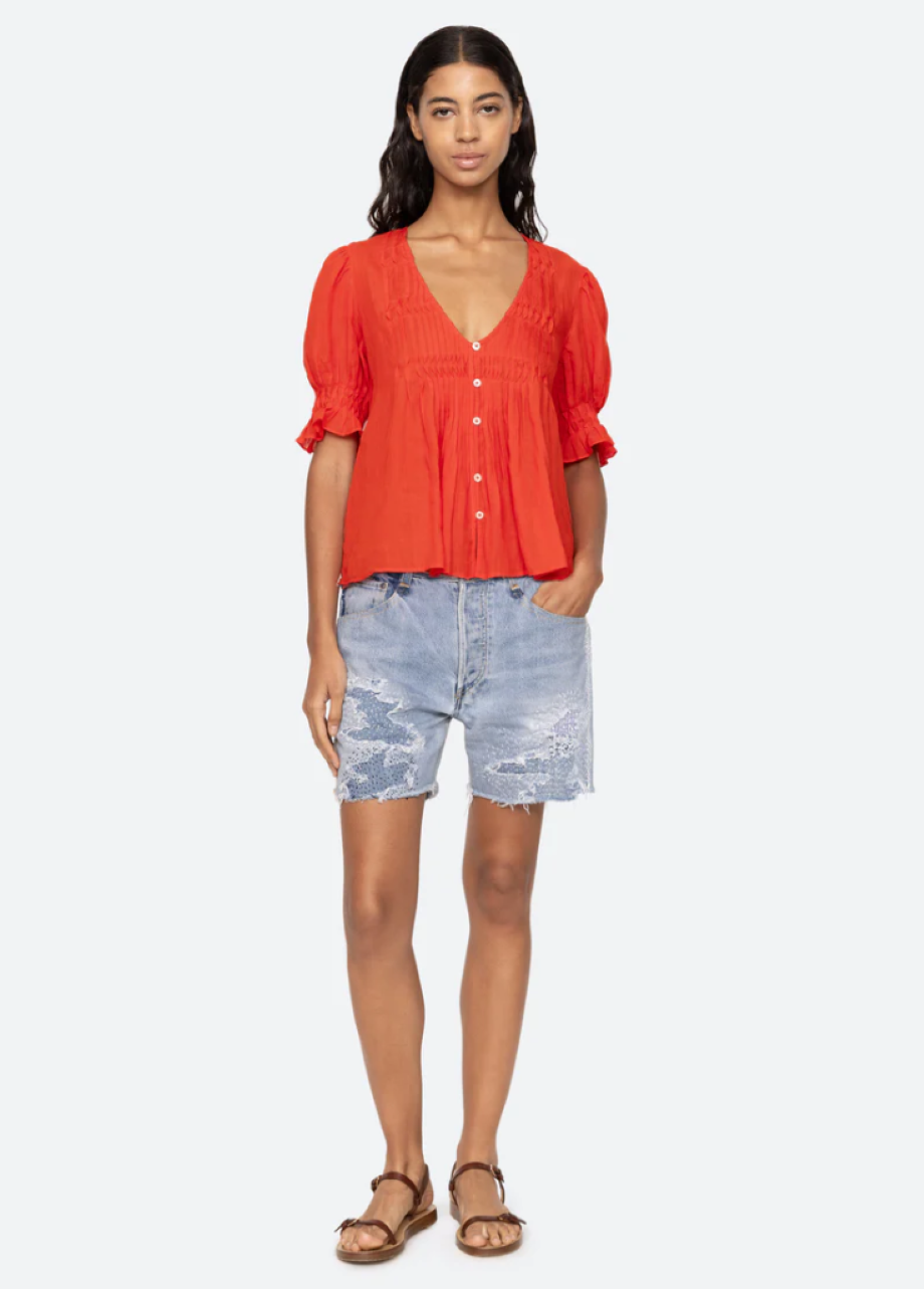 Sea-NY Zora Short Sleeve Top - Chili
