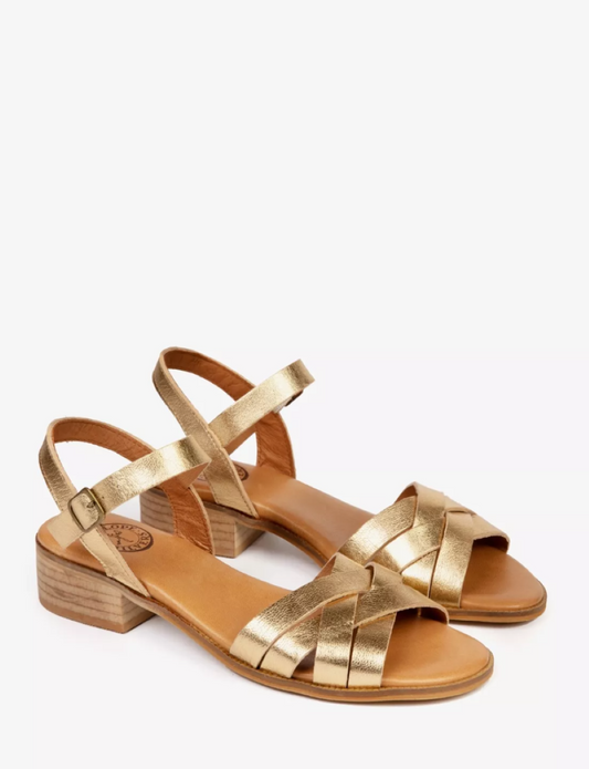 Penelope Chilvers Heeled Shepherdess Sandal - Gold