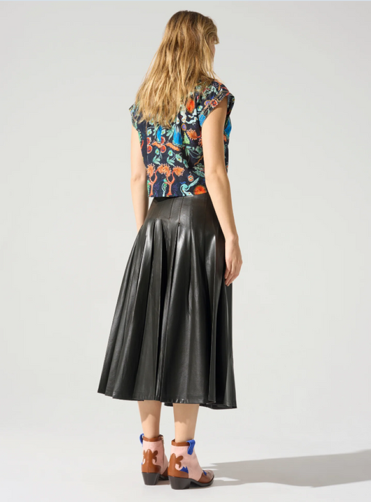 Cotélac Long Pleated Skirt - Black