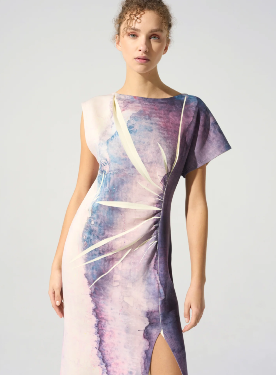 Cotlac Asymmetrical Fitted Dress - Vague CHAMMOMILE Cotlac Asymmetrical Fitted Dress - Vague CHAMMOMILE