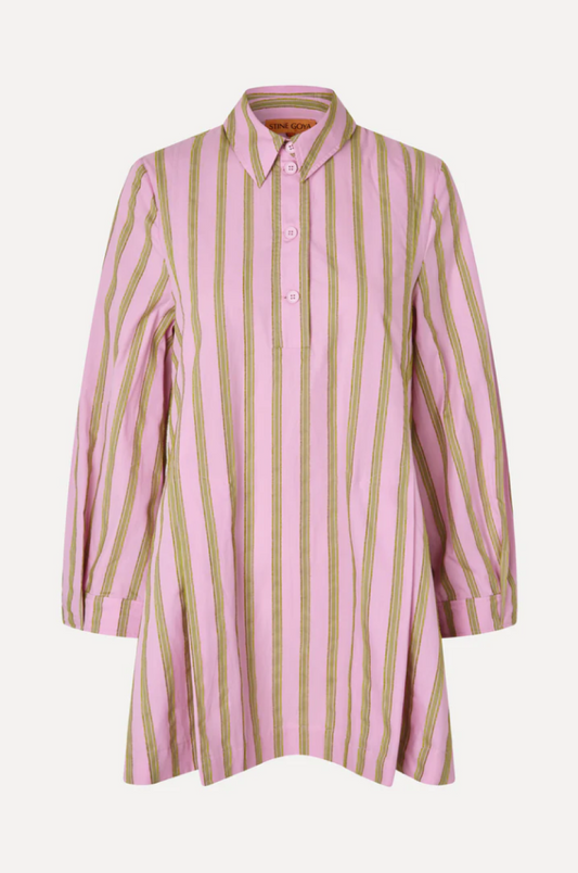 Stine Goya Tuck Sleeve Tunic Dress - Wallpaper Stripe