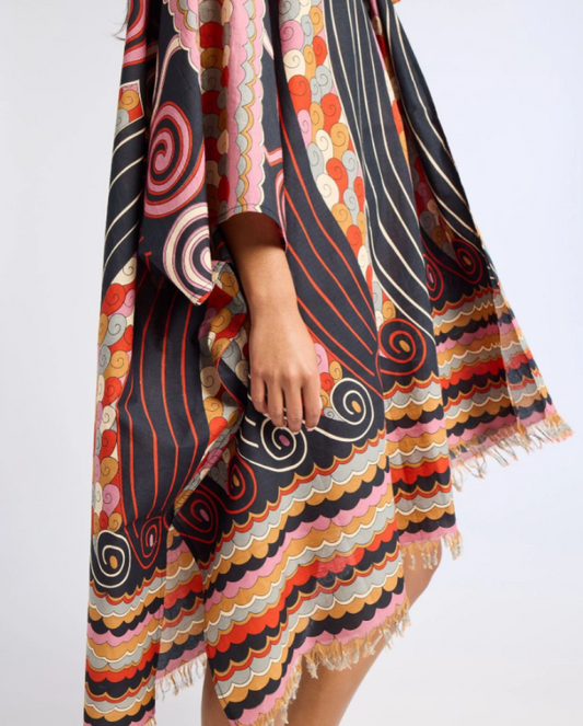 Mille Georgia Maar Print Caftan - Black/Multi