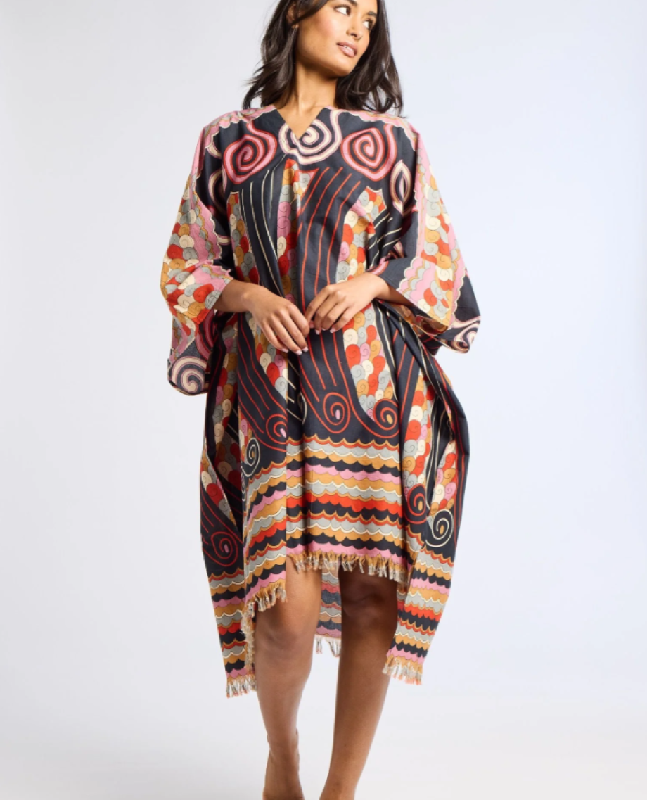 Mille Georgia Maar Print Caftan - Black/Multi