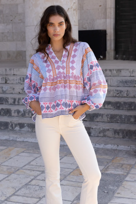 Oliphant Mandarin Balloon Top - Casablanca