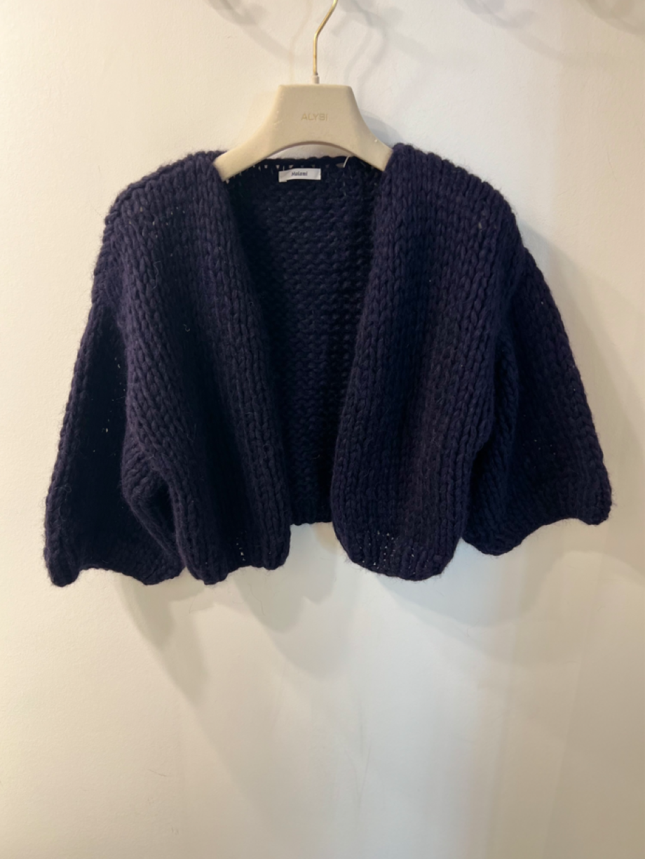 Maiami Alpaca Short Sleeve Cardigan - Navy