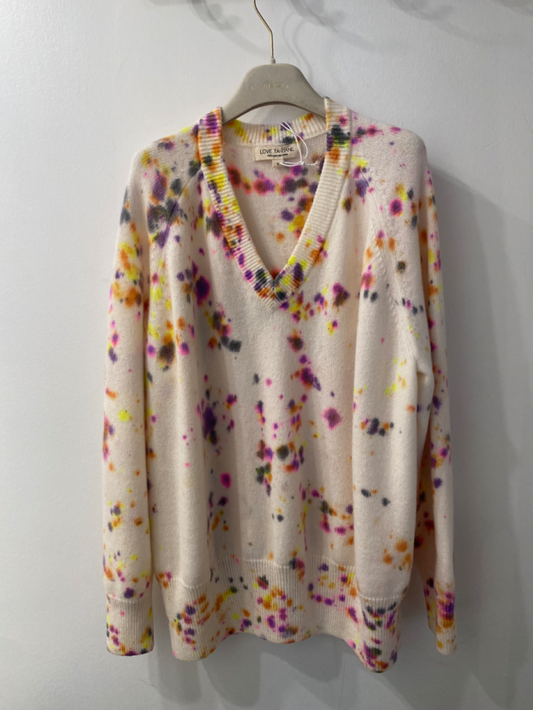 Love Tanjane Heavy Cashmere V-Neck Sweater - Confetti
