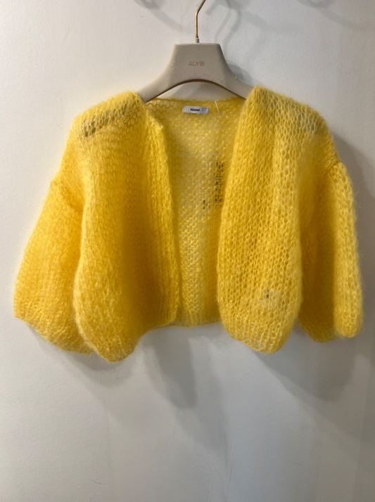 Maiami Light Mohair Short Sleeve Bomber - Yellow