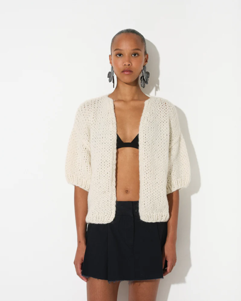 Maiami Alpaca Short Sleeve Cardigan - Navy