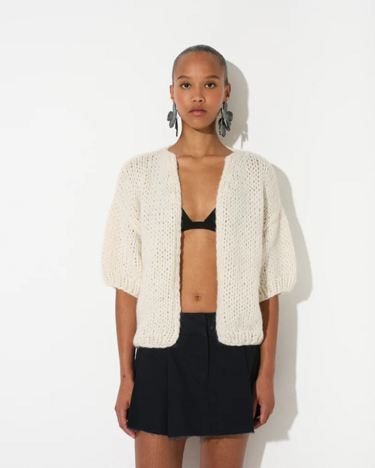 Maiami Short Sleeve Alpaca Bomber - Light Blue