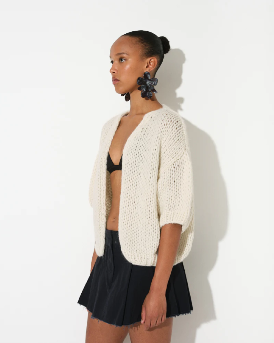 Maiami Alpaca Short Sleeve Cardigan - Navy