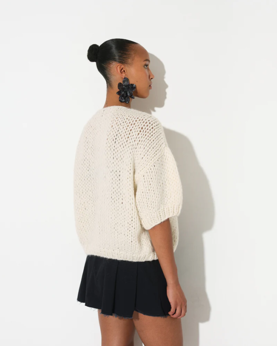 Maiami Alpaca Short Sleeve Cardigan - Navy