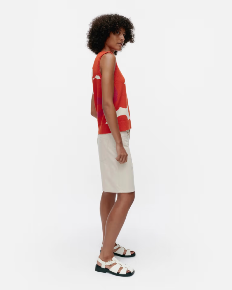 Marimekko Pioneeri Unikko Knitted Cotton Vest - Orange