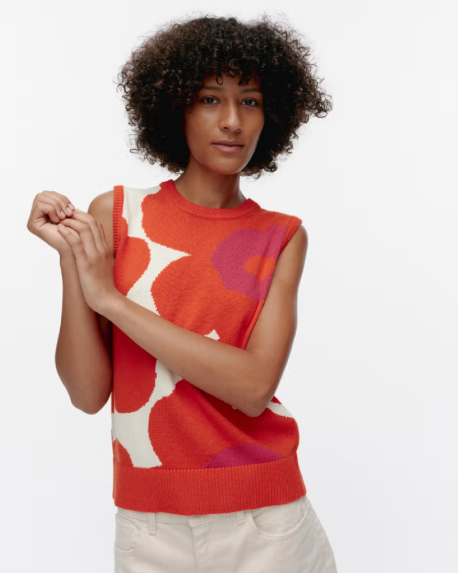 Marimekko Pioneeri Unikko Knitted Cotton Vest - Orange