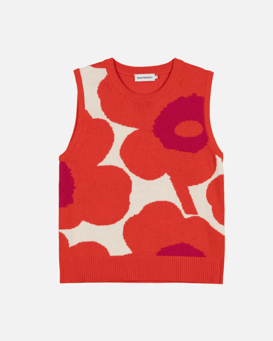 Marimekko Pioneeri Unikko Knitted Cotton Vest - Orange