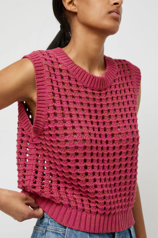 No. 6 Reed Knit Tank - Pink/Brown Melange