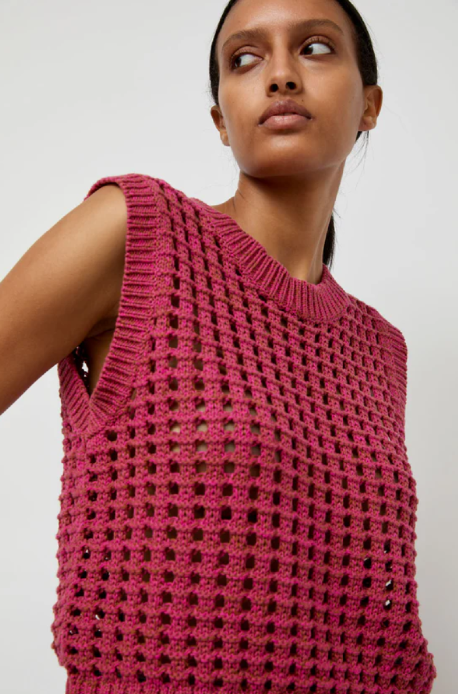 No. 6 Reed Knit Tank - Pink/Brown Melange