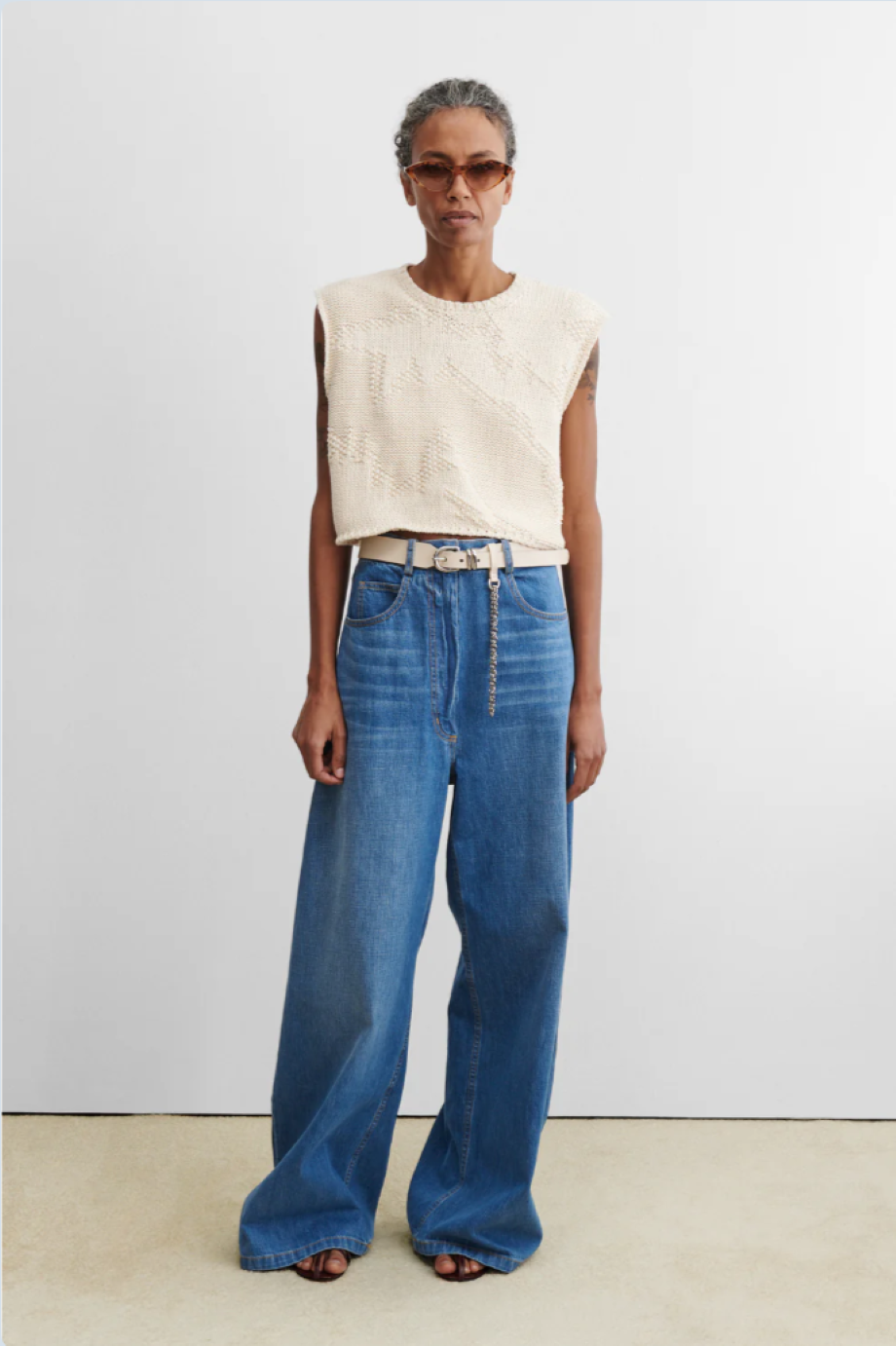 Rachel Comey Moritz Pow! Intarsia Top - Cream
