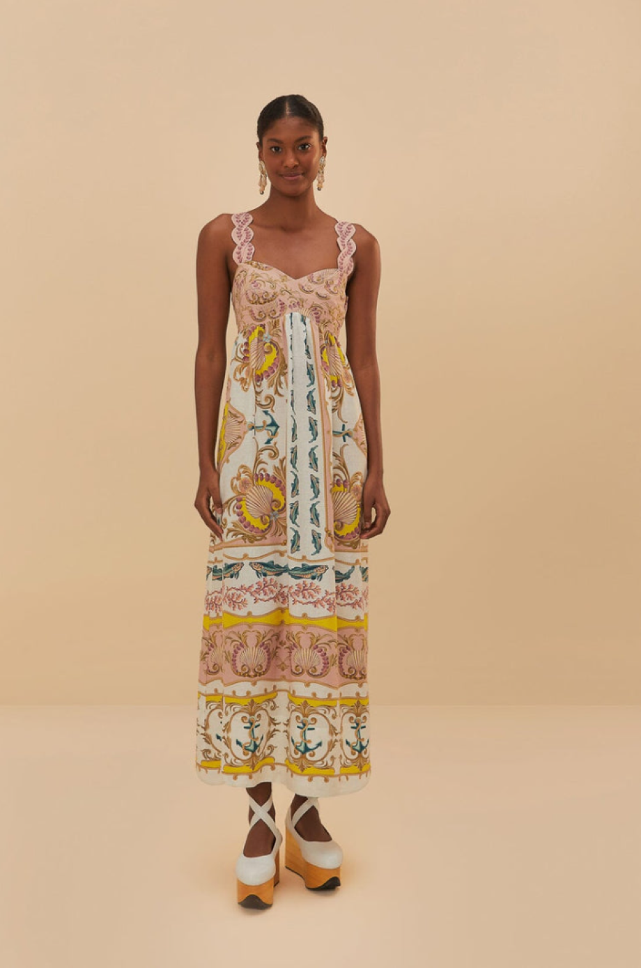 Farm Rio Maritime Magic Maxi Dress - Off-White