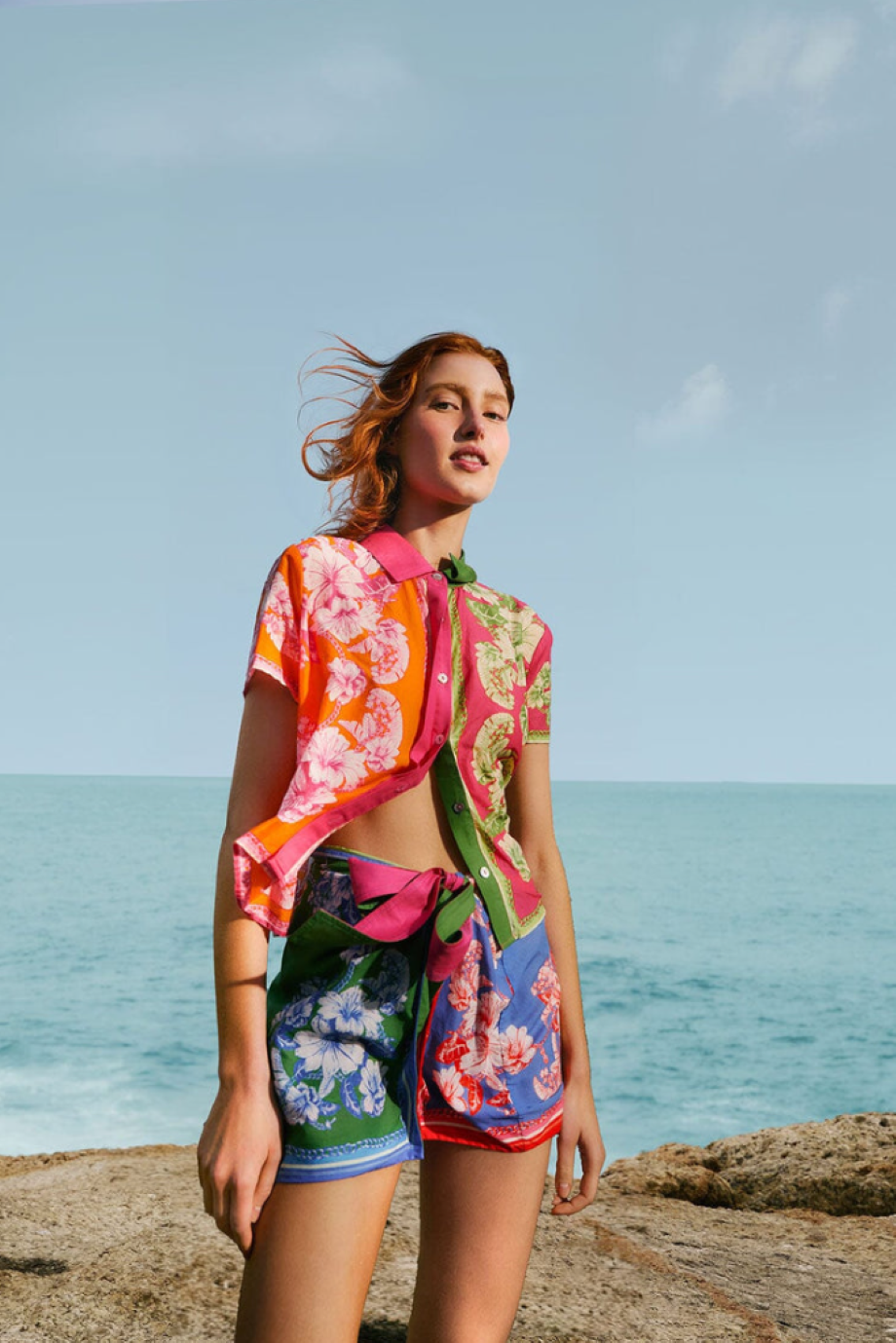 Farm Rio Floral Elegance Shirt - Mixed Scarves