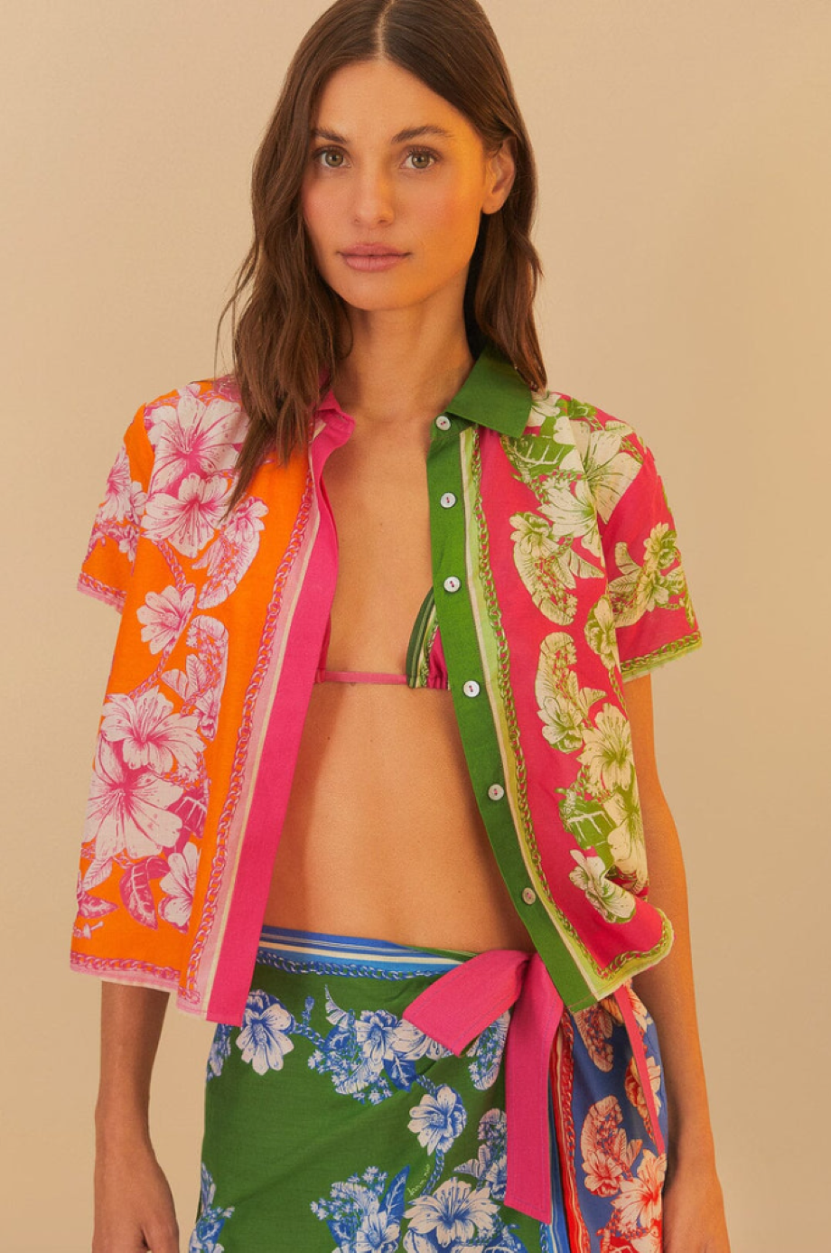 Farm Rio Floral Elegance Shirt - Mixed Scarves