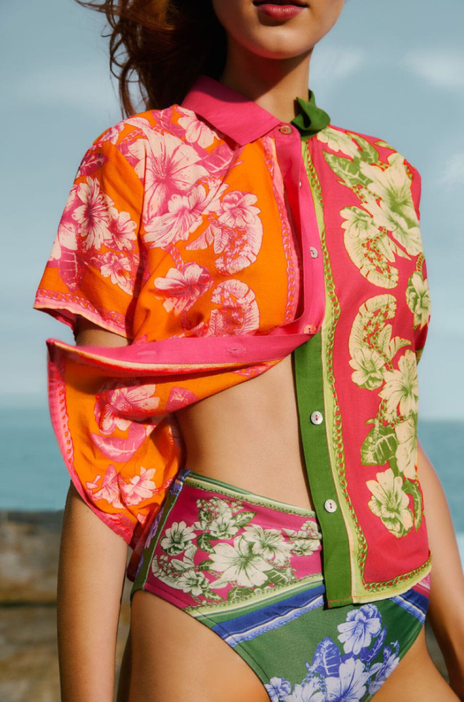 Farm Rio Floral Elegance Shirt - Mixed Scarves