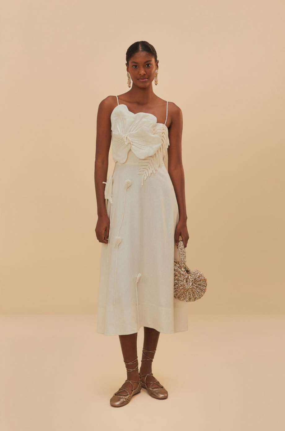 Farm Rio Garden Midi Dress - Off-White