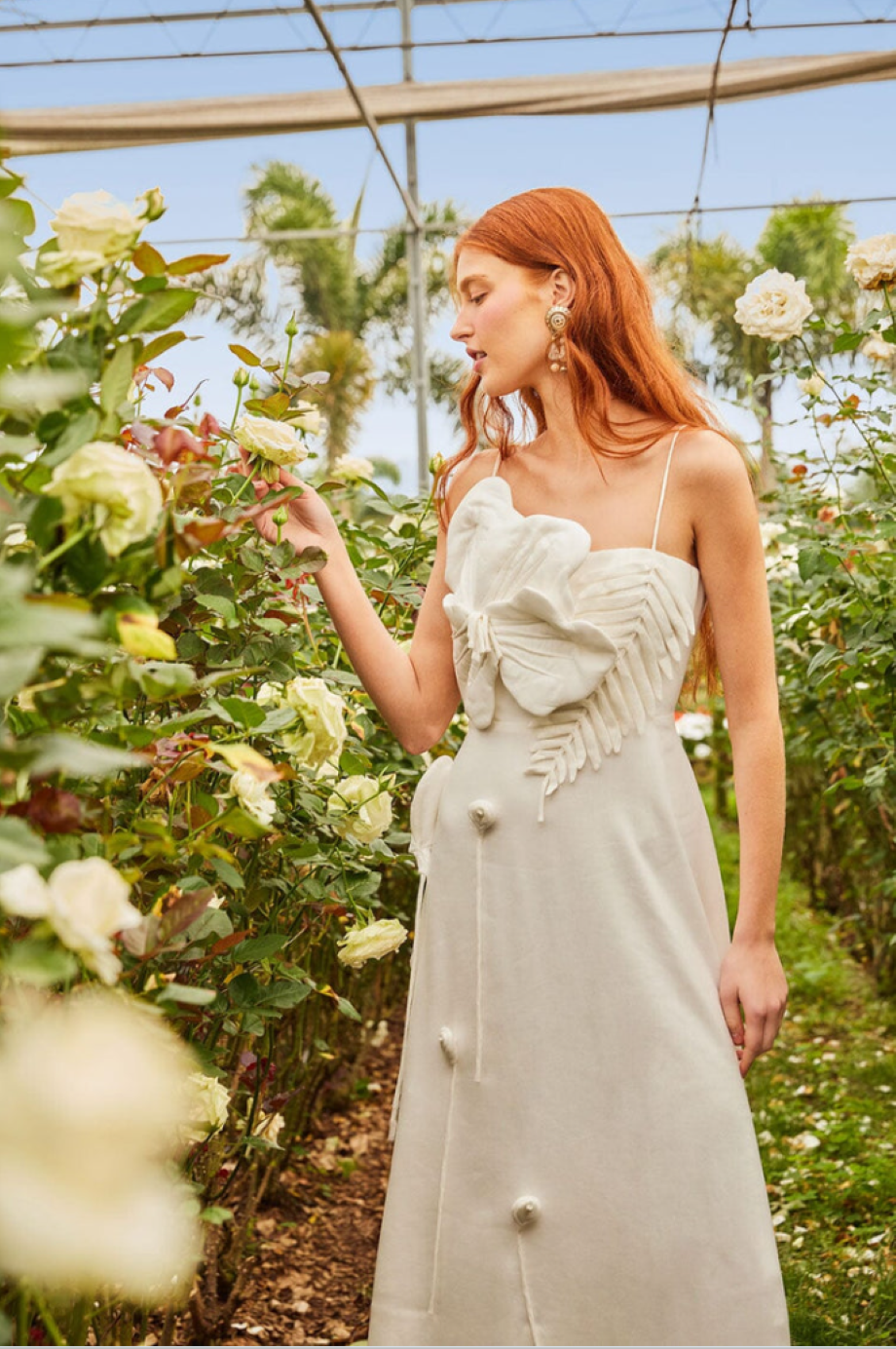 Farm Rio Garden Midi Dress - Off-White