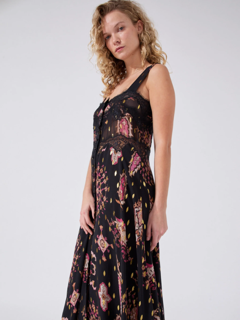 Hayley Menzies Dylan Lurex Maxi Cami Dress - Black