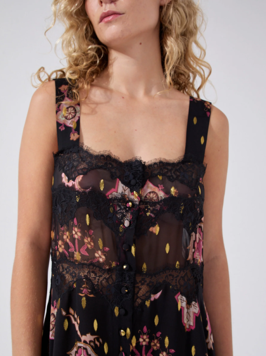 Hayley Menzies Dylan Lurex Maxi Cami Dress - Black
