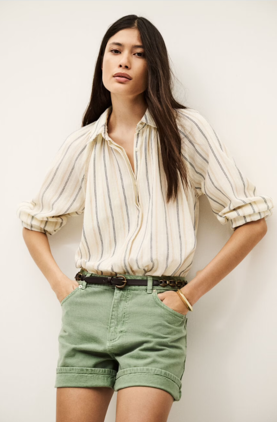 ba&sh Facha Bermuda Shorts - Vert
