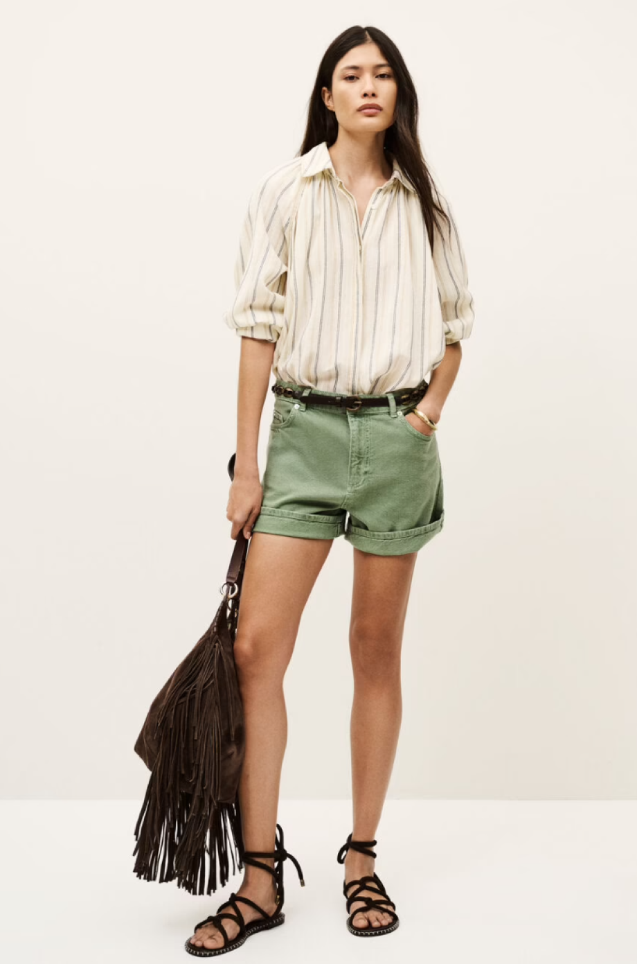 ba&sh Facha Bermuda Shorts - Vert