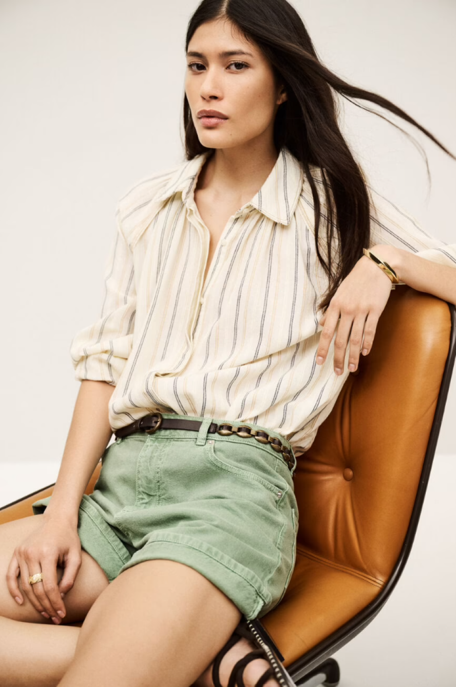 ba&sh Facha Bermuda Shorts - Vert