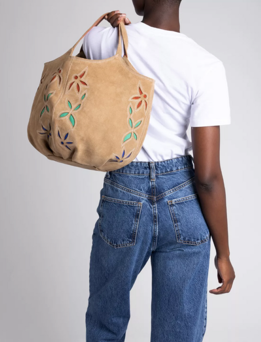 Penelope Chilvers Embroidered Pillow Bag - Sand